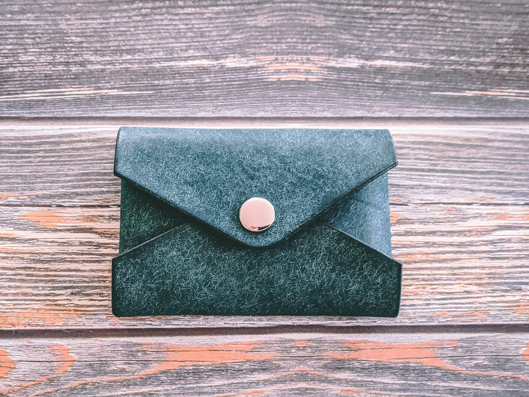 Turquoise Italian Leather Snap Envelope Card Wallet