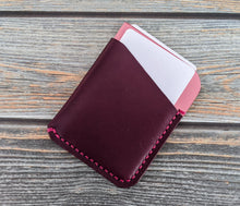 Load image into Gallery viewer, Pink and Purple 3 Pocket Italian Leather Slim Wallet
