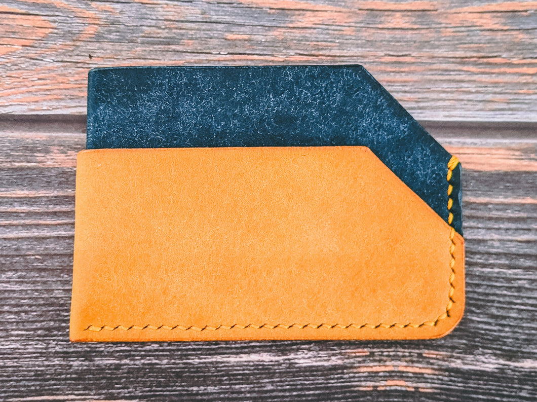 Blue and Yellow Badalassi Carlo Pueblo Italian Leather Slim Wallet