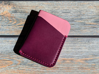 Pink and Purple 3 Pocket Italian Leather Slim Wallet