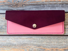 Load image into Gallery viewer, Pink and Violet Italian leather Women&#39;s Snap Wallet
