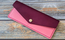 Load image into Gallery viewer, Pink and Violet Italian leather Women&#39;s Snap Wallet
