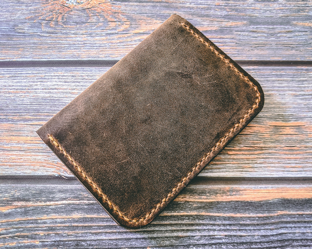 Vertical Wallet in Dark Crazyhorse Leather