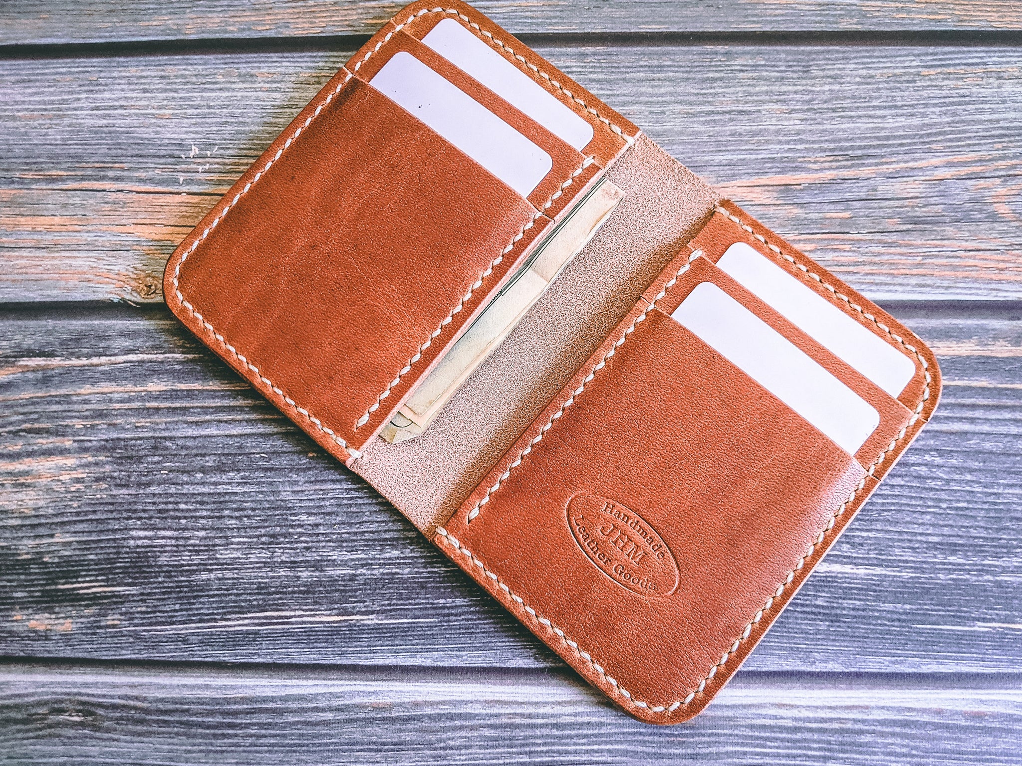 Horween Long Wallet Horizontal Card and Cash Bifold Horween 