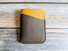 Load image into Gallery viewer, Olive and Yellow 3 Pocket Italian Leather Slim Wallet
