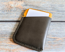 Load image into Gallery viewer, Olive and Yellow 3 Pocket Italian Leather Slim Wallet
