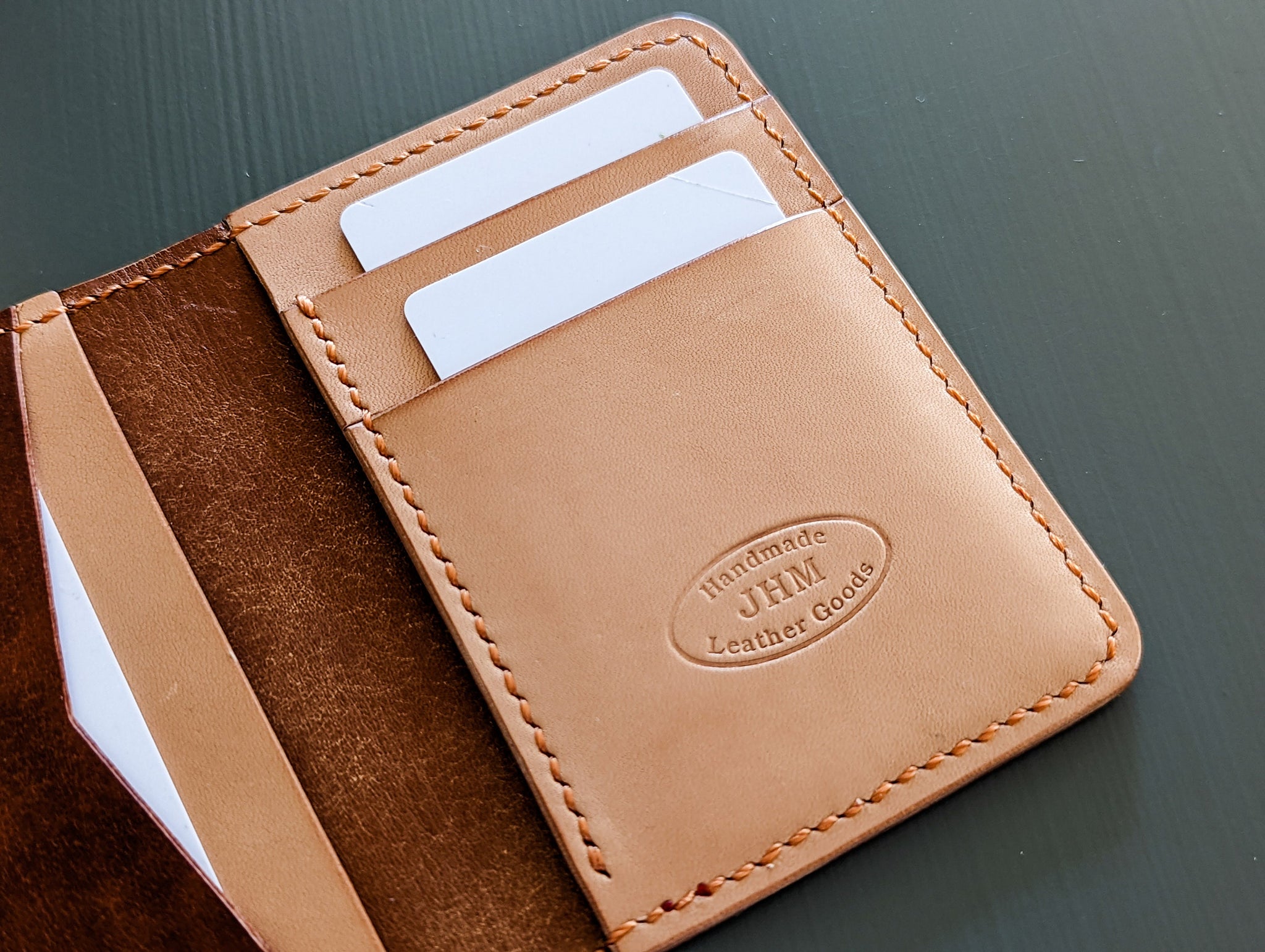 Minimalist Leather Bifold Wallet in Natural Vachetta - Thursday