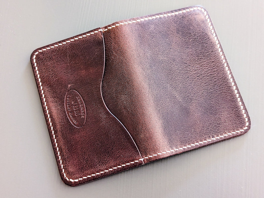 Rich Brown Distressed 3 Pocket Minimalist Card Wallet