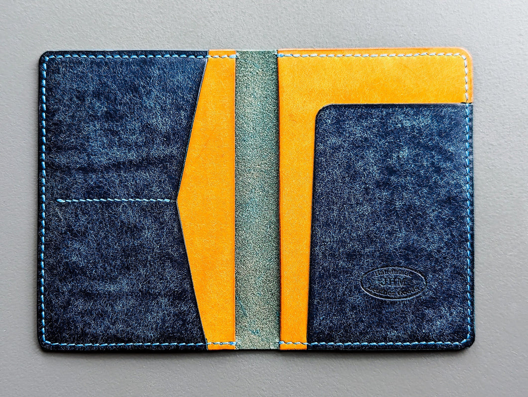 Sapphire and Yellow Badalassi Carlo Italian Leather Passport and Papers Cover