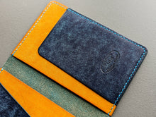 Load image into Gallery viewer, Sapphire and Yellow Badalassi Carlo Italian Leather Passport and Papers Cover

