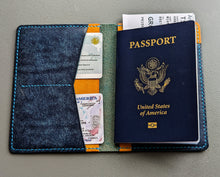 Load image into Gallery viewer, Sapphire and Yellow Badalassi Carlo Italian Leather Passport and Papers Cover
