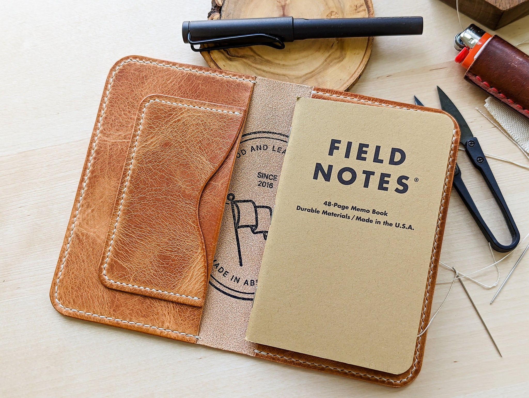 Natural online Distressed Italian Leather Field Notes/Travel Notebook