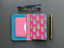 Load image into Gallery viewer, Pink and Turquoise Italian Leather Field Notes Notebook Cover
