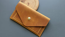 Load image into Gallery viewer, Golden Yellow Hand Sewn Italian Leather Envelope Cash/Card Wallet
