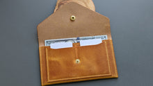 Load image into Gallery viewer, Golden Yellow Hand Sewn Italian Leather Envelope Cash/Card Wallet
