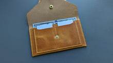 Load image into Gallery viewer, Golden Yellow Hand Sewn Italian Leather Envelope Cash/Card Wallet
