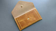 Load image into Gallery viewer, Golden Yellow Hand Sewn Italian Leather Envelope Cash/Card Wallet
