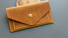 Load image into Gallery viewer, Golden Yellow Hand Sewn Italian Leather Envelope Cash/Card Wallet
