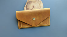 Load image into Gallery viewer, Golden Yellow Hand Sewn Italian Leather Envelope Cash/Card Wallet
