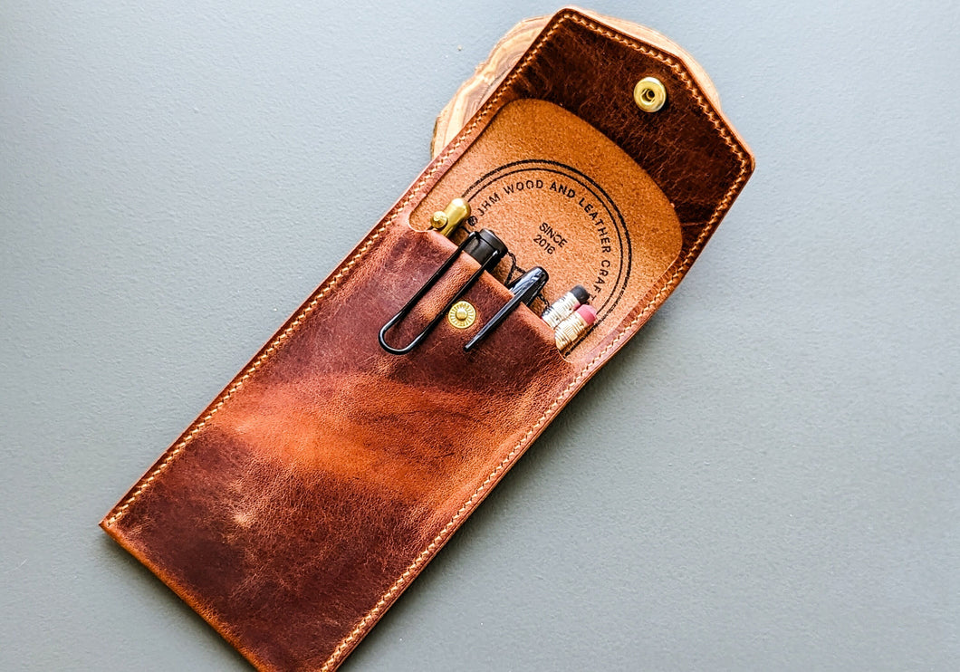 Handmade Italian Leather Pen/Pencil Case in Sierra