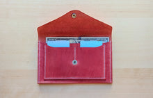 Load image into Gallery viewer, Vintage Pink Hand Sewn Italian Leather Envelope Cash/Card Wallet
