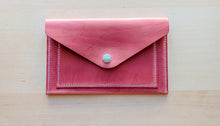 Load image into Gallery viewer, Vintage Pink Hand Sewn Italian Leather Envelope Cash/Card Wallet
