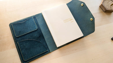 Ortensia Blue Badalassi Carlo A5 Leather notebook Cover