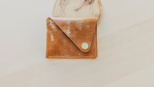 Load image into Gallery viewer, Caramel Italian Leather Asymmetrical Minimalist Snap Wallet
