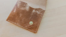 Load image into Gallery viewer, Caramel Italian Leather Asymmetrical Minimalist Snap Wallet
