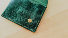 Load image into Gallery viewer, Emerald Green Italian Leather Asymmetrical Minimalist Snap Wallet
