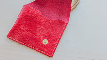 Load image into Gallery viewer, Red Italian Leather Asymmetrical Minimalist Snap Wallet
