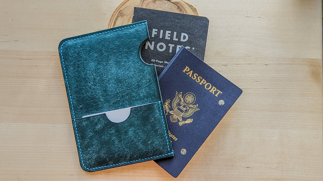 Ortensia Blue Badalassi Carlo Leather Passport/ Field Notes Sleeve