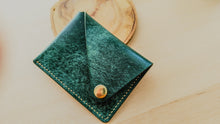 Load image into Gallery viewer, Emerald Green Italian Leather Asymmetrical Minimalist Snap Wallet
