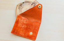 Load image into Gallery viewer, Orange Italian Leather Asymmetrical Minimalist Snap Wallet
