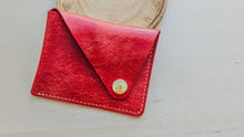 Load image into Gallery viewer, Red Italian Leather Asymmetrical Minimalist Snap Wallet
