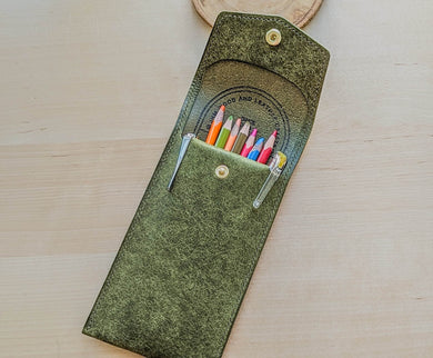 Olive Handmade Badalassi Carlo Italian Leather Pen/Pencil Case