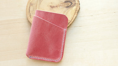 Vintage Pink Italian Leather 3 pocket Wallet