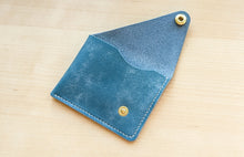 Load image into Gallery viewer, Sky Blue Italian Leather Asymmetrical Minimalist Snap Wallet
